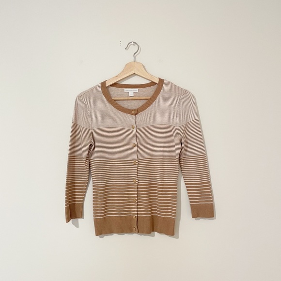 New York & Company • Brown & White Ombré Stripe Cardigan - Picture 1 of 5